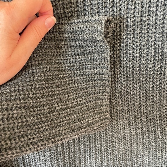 REVOLVE John Jenn Cutout Gray Grommet Lace-up Bell Sleeve Chunky Knit Sweater S - Picture 6 of 7